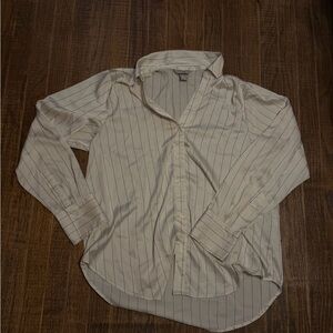 H&M Men's Off-White Striped Button Down Shirt